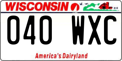 WI license plate 040WXC