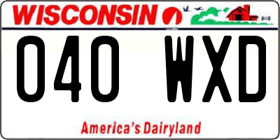 WI license plate 040WXD
