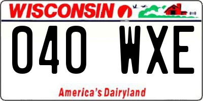 WI license plate 040WXE