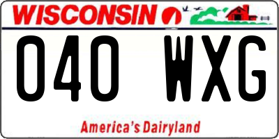 WI license plate 040WXG