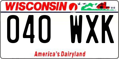 WI license plate 040WXK