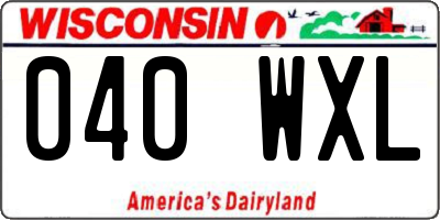 WI license plate 040WXL