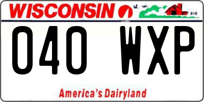 WI license plate 040WXP