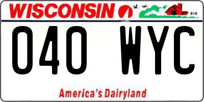 WI license plate 040WYC