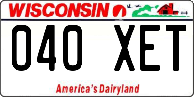 WI license plate 040XET