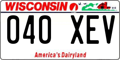 WI license plate 040XEV