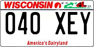 WI license plate 040XEY
