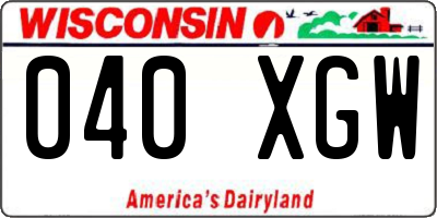 WI license plate 040XGW