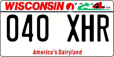 WI license plate 040XHR