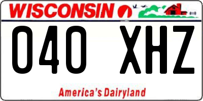 WI license plate 040XHZ