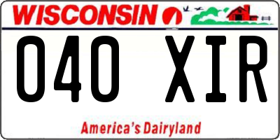 WI license plate 040XIR