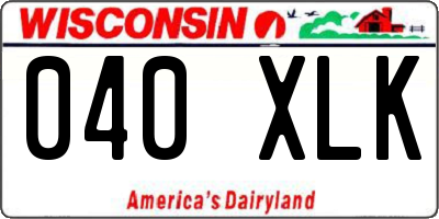 WI license plate 040XLK