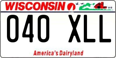 WI license plate 040XLL