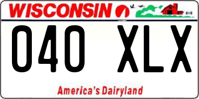 WI license plate 040XLX