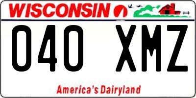 WI license plate 040XMZ