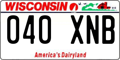 WI license plate 040XNB
