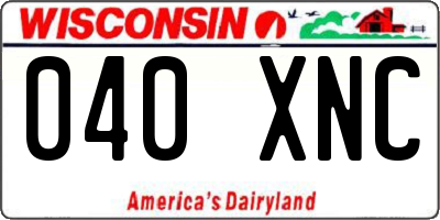 WI license plate 040XNC