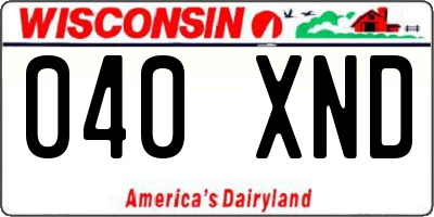WI license plate 040XND