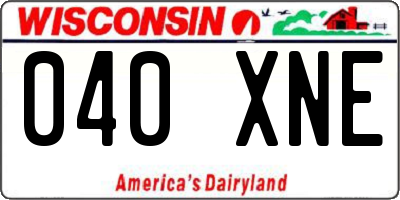 WI license plate 040XNE
