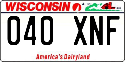 WI license plate 040XNF