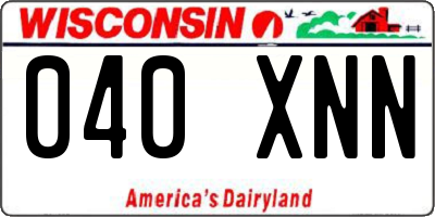WI license plate 040XNN