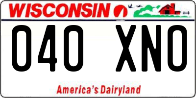 WI license plate 040XNO