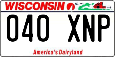 WI license plate 040XNP