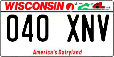 WI license plate 040XNV
