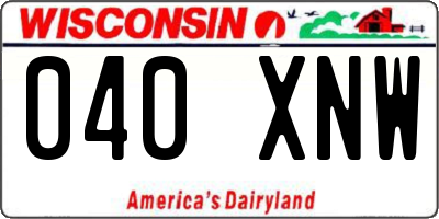 WI license plate 040XNW