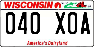 WI license plate 040XOA