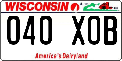 WI license plate 040XOB