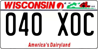 WI license plate 040XOC