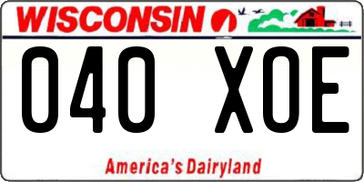 WI license plate 040XOE