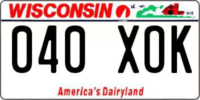 WI license plate 040XOK