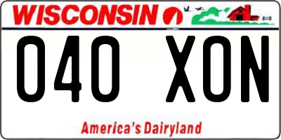 WI license plate 040XON