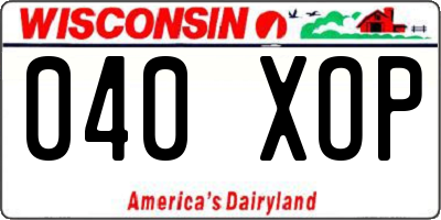 WI license plate 040XOP