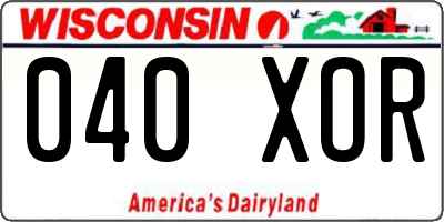 WI license plate 040XOR
