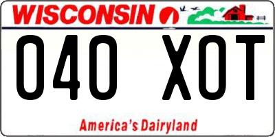 WI license plate 040XOT