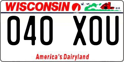 WI license plate 040XOU