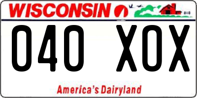 WI license plate 040XOX