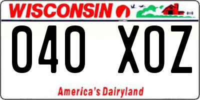 WI license plate 040XOZ