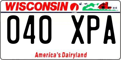 WI license plate 040XPA