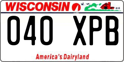 WI license plate 040XPB