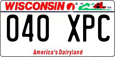 WI license plate 040XPC