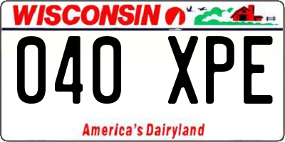WI license plate 040XPE