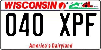 WI license plate 040XPF