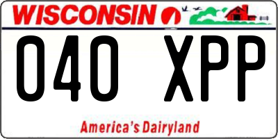 WI license plate 040XPP