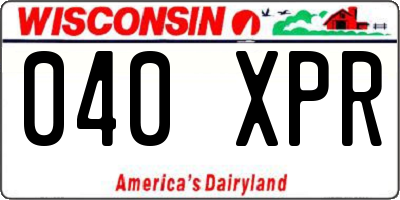 WI license plate 040XPR
