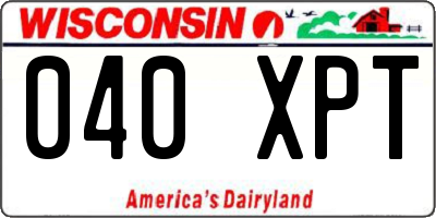 WI license plate 040XPT
