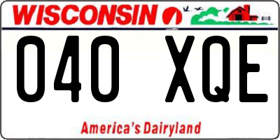 WI license plate 040XQE